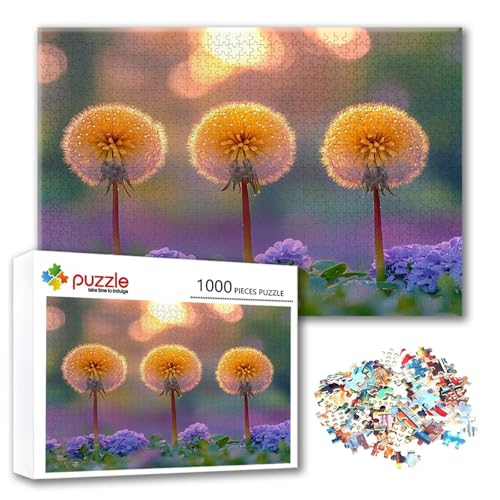 Puzzle Löwenzahn Puzzle 2000 Teile Blume, Herausforderung Impossible Jigsaw, Erwachsene Wooden Jigsaw Spielzeug, Puzzlespiele für Die Ganze Familie Stressabbau, Geschenk für Frauen 100 x 70 cm F-6 von FeiPride