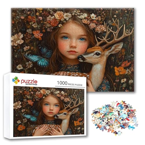 Puzzle Mädchen Puzzle 2000 Teile REH, Herausforderung Impossible Jigsaw, Erwachsene Wooden Jigsaw Spielzeug, Puzzlespiele für Die Ganze Familie Stressabbau, Geschenk für Frauen Männer 100 x 70 cm T-2 von FeiPride