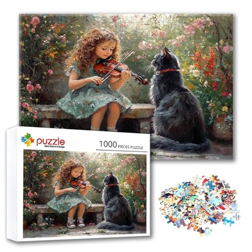 Puzzle Mädchen Puzzle 4000 Teile Katze, Herausforderung Impossible Jigsaw, Erwachsene Wooden Jigsaw Spielzeug, Puzzlespiele für Die Ganze Familie Stressabbau, Geschenk für Frauen 140 x 87 cm G-9 von FeiPride