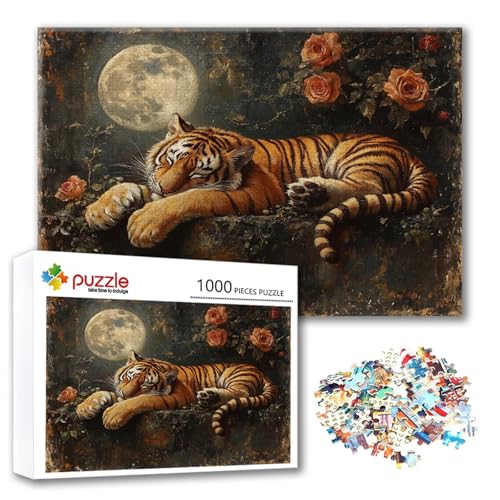 Puzzle Mond Puzzle 2000 Teile Tiger, Herausforderung Impossible Jigsaw, Erwachsene Wooden Jigsaw Spielzeug, Puzzlespiele für Die Ganze Familie Stressabbau, Geschenk für Frauen Männer 100 x 70 cm I-1 von FeiPride
