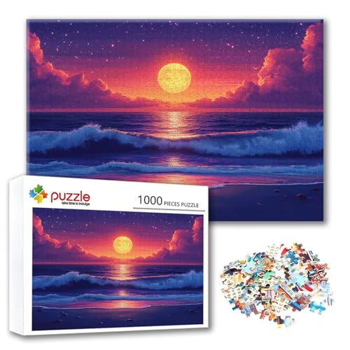 Puzzle Mond Puzzle 3000 Teile Meer, Herausforderung Impossible Jigsaw, Erwachsene Wooden Jigsaw Spielzeug, Puzzlespiele für Die Ganze Familie Stressabbau, Geschenk für Frauen Männer 122 x 80 cm F-2 von FeiPride