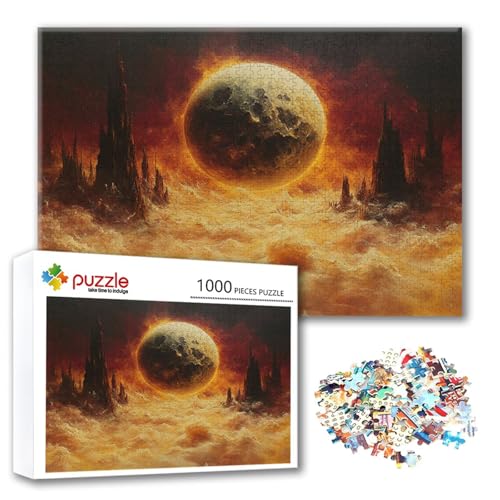 Puzzle Mond Puzzle 4000 Teile Landschaft, Herausforderung Impossible Jigsaw, Erwachsene Wooden Jigsaw Spielzeug, Puzzlespiele für Die Ganze Familie Stressabbau, Geschenk für Frauen 140 x 87 cm S-5 von FeiPride