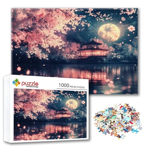 Puzzle Mond Puzzle 500 Teile Baum, Herausforderung Impossible Jigsaw, Erwachsene Wooden Jigsaw Spielzeug, Puzzlespiele für Die Ganze Familie Stressabbau, Geschenk für Frauen Männer 52 x 38 cm F-3 von FeiPride