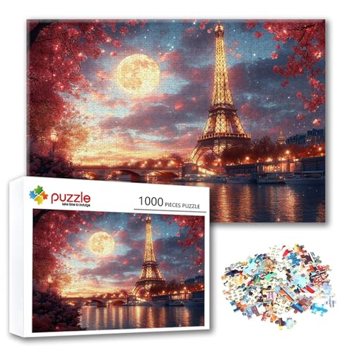 Puzzle Mond Puzzle 500 Teile Landschaft, Herausforderung Impossible Jigsaw, Erwachsene Wooden Jigsaw Spielzeug, Puzzlespiele für Die Ganze Familie Stressabbau, Geschenk für Frauen 52 x 38 cm Z-7 von FeiPride