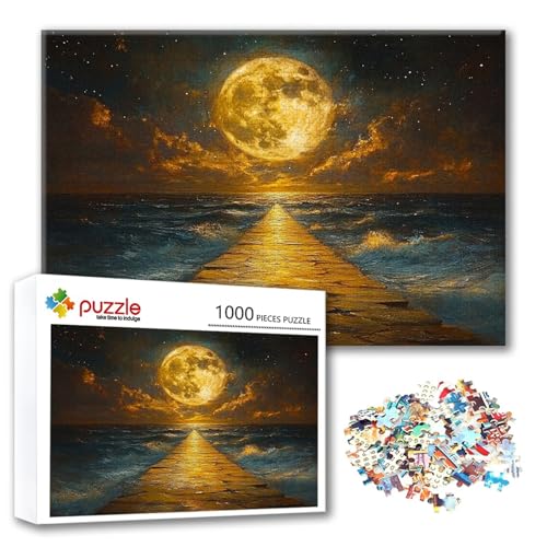 Puzzle Mond Puzzle 500 Teile Meer, Herausforderung Impossible Jigsaw, Erwachsene Wooden Jigsaw Spielzeug, Puzzlespiele für Die Ganze Familie Stressabbau, Geschenk für Frauen Männer 52 x 38 cm U-2 Puzzle Mond Puzzle 500 Teile Meer, Herausforderung Impossible Jigsaw, Erwachsene Wooden Jigsaw Spielzeug, Puzzlespiele für Die Ganze Familie Stressabbau, Geschenk für Frauen Männer 52 x 38 cm U-2 von FeiPride