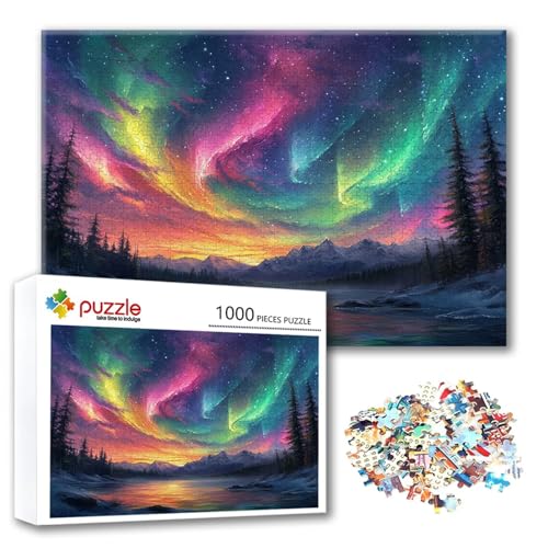 Puzzle Nordlicht Puzzle 2000 Teile Landschaft, Herausforderung Impossible Jigsaw, Erwachsene Wooden Jigsaw, Puzzlespiele für Die Ganze Familie Stressabbau, Geschenk für Frauen Männer 100 x 70 cm E-7 von FeiPride