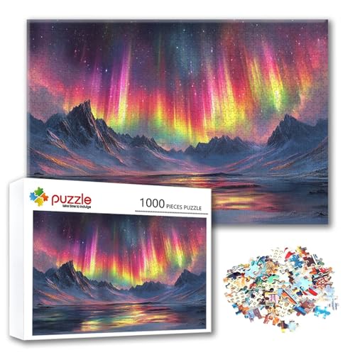 Puzzle Nordlicht Puzzle 4000 Teile Farbe, Herausforderung Impossible Jigsaw, Erwachsene Wooden Jigsaw Spielzeug, Puzzlespiele für Die Ganze Familie Stressabbau, Geschenk für Frauen 140 x 87 cm O-7 von FeiPride