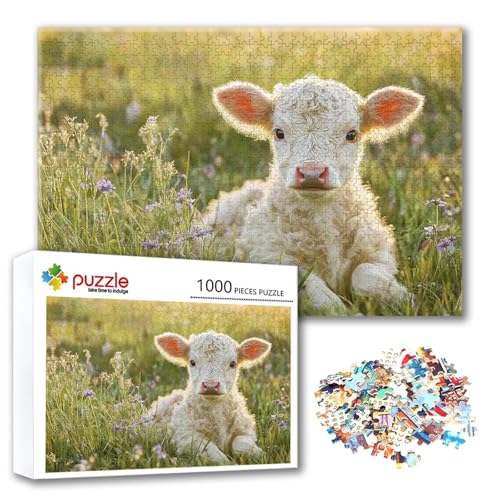 Puzzle Ochse Puzzle 500 Teile Tier, Herausforderung Impossible Jigsaw, Erwachsene Wooden Jigsaw Spielzeug, Puzzlespiele für Die Ganze Familie Stressabbau, Geschenk für Frauen Männer 52 x 38 cm D-5 von FeiPride
