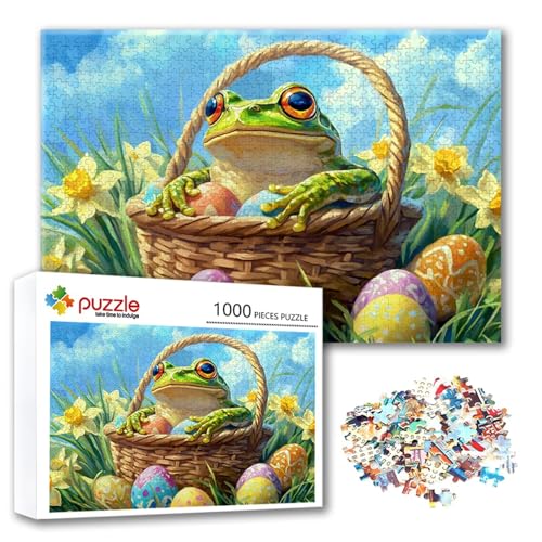 Puzzle Ostern Puzzle 1000 Teile Frosch, Herausforderung Impossible Jigsaw, Erwachsene Wooden Jigsaw Spielzeug, Puzzlespiele für Die Ganze Familie Stressabbau, Geschenk für Frauen Männer 75 x 50 cm Q-1 Puzzle Ostern Puzzle 1000 Teile Frosch, Herausforderung Impossible Jigsaw, Erwachsene Wooden Jigsaw Spielzeug, Puzzlespiele für Die Ganze Familie Stressabbau, Geschenk für Frauen Männer 75 x 50 cm Q-1 von FeiPride