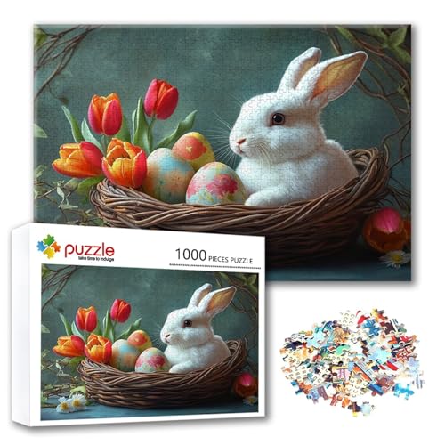 Puzzle Ostern Puzzle 2000 Teile Kaninchen, Herausforderung Impossible Jigsaw, Erwachsene Wooden Jigsaw, Puzzlespiele für Die Ganze Familie Stressabbau, Geschenk für Frauen Männer 100 x 70 cm Q-6 von FeiPride