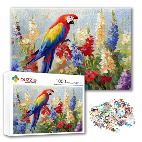 Puzzle Papagei Puzzle 3000 Teile Blume, Herausforderung Impossible Jigsaw, Erwachsene Wooden Jigsaw Spielzeug, Puzzlespiele für Die Ganze Familie Stressabbau, Geschenk für Frauen 122 x 80 cm L-4 von FeiPride