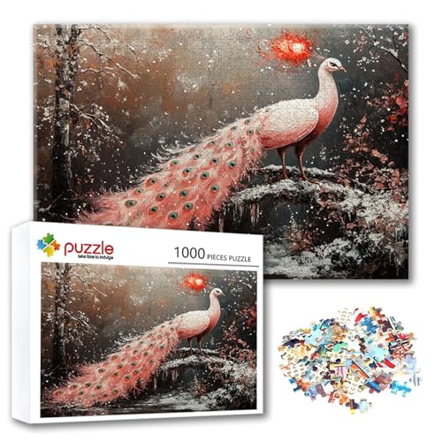 Puzzle Pfau Puzzle 3000 Teile Tier, Herausforderung Impossible Jigsaw, Erwachsene Wooden Jigsaw Spielzeug, Puzzlespiele für Die Ganze Familie Stressabbau, Geschenk für Frauen Männer 122 x 80 cm U-1 von FeiPride