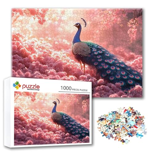Puzzle Pfau Puzzle 4000 Teile Tier, Herausforderung Impossible Jigsaw, Erwachsene Wooden Jigsaw Spielzeug, Puzzlespiele für Die Ganze Familie Stressabbau, Geschenk für Frauen Männer 140 x 87 cm Q-2 von FeiPride