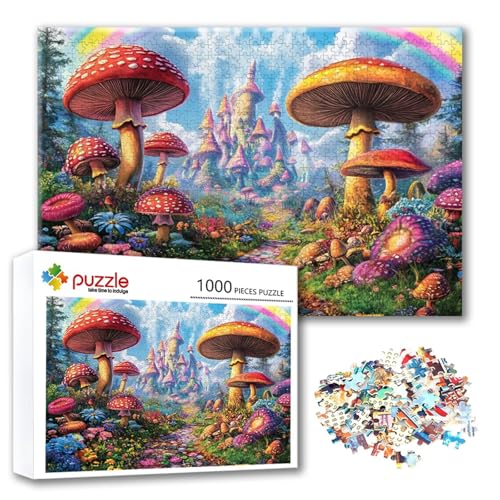 Puzzle Pilz Puzzle 500 Teile Landschaft, Herausforderung Impossible Jigsaw, Erwachsene Wooden Jigsaw Spielzeug, Puzzlespiele für Die Ganze Familie Stressabbau, Geschenk für Frauen 52 x 38 cm F-9 von FeiPride