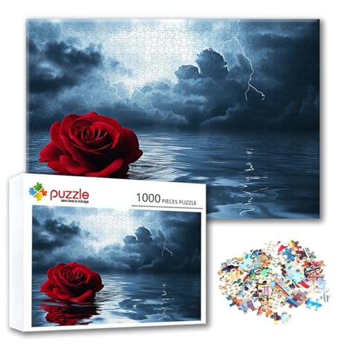 Puzzle Rose Puzzle 300 Teile Blume, Herausforderung Impossible Jigsaw, Erwachsene Wooden Jigsaw Spielzeug, Puzzlespiele für Die Ganze Familie Stressabbau, Geschenk für Frauen Männer 40 x 28 cm P-9 von FeiPride