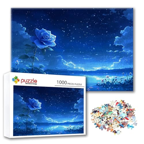 Puzzle Rose Puzzle 500 Teile Blume, Herausforderung Impossible Jigsaw, Erwachsene Wooden Jigsaw Spielzeug, Puzzlespiele für Die Ganze Familie Stressabbau, Geschenk für Frauen Männer 52 x 38 cm M-6 von FeiPride