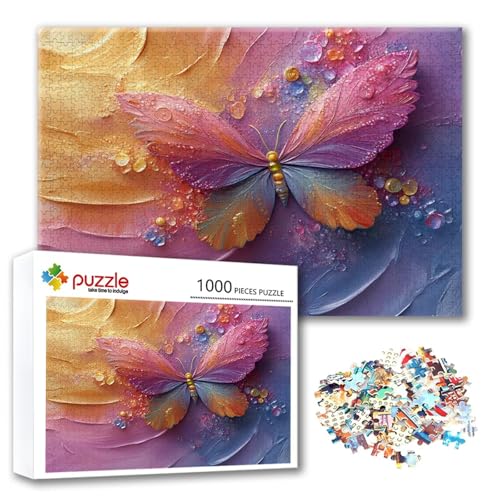 Puzzle Schmetterling Puzzle 1000 Teile Farbe, Herausforderung Impossible Jigsaw, Erwachsene Wooden Jigsaw, Puzzlespiele für Die Ganze Familie Stressabbau, Geschenk für Frauen Männer 75 x 50 cm M-3 von FeiPride