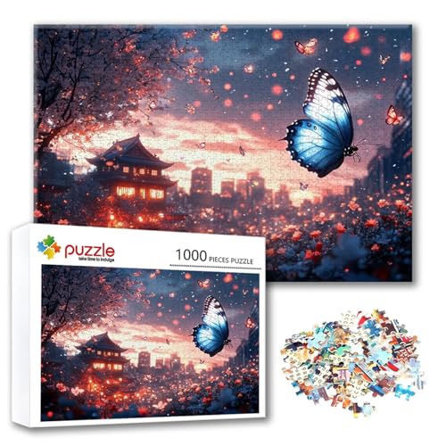 Puzzle Schmetterling Puzzle 1500 Teile Landschaft, Herausforderung Impossible Jigsaw, Erwachsene Wooden Jigsaw, Puzzlespiele für Die Ganze Familie Stressabbau, Geschenk für Frauen 87 x 57 cm H-7 von FeiPride