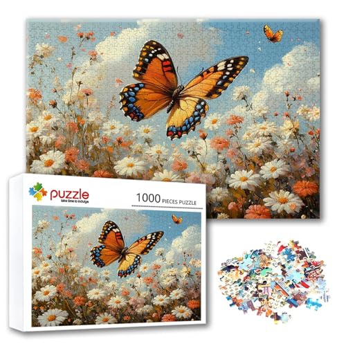 Puzzle Schmetterling Puzzle 2000 Teile Blume, Herausforderung Impossible Jigsaw, Erwachsene Wooden Jigsaw, Puzzlespiele für Die Ganze Familie Stressabbau, Geschenk für Frauen Männer 100 x 70 cm Q-2 von FeiPride