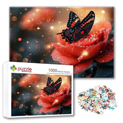 Puzzle Schmetterling Puzzle 2000 Teile Rose, Herausforderung Impossible Jigsaw, Erwachsene Wooden Jigsaw, Puzzlespiele für Die Ganze Familie Stressabbau, Geschenk für Frauen Männer 100 x 70 cm Z-7 von FeiPride