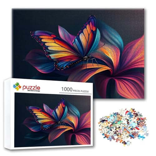 Puzzle Schmetterling Puzzle 300 Teile Blume, Herausforderung Impossible Jigsaw, Erwachsene Wooden Jigsaw, Puzzlespiele für Die Ganze Familie Stressabbau, Geschenk für Frauen Männer 40 x 28 cm P-9 von FeiPride