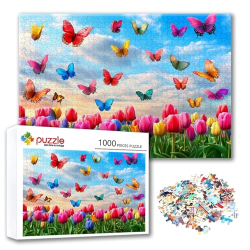Puzzle Schmetterling Puzzle 300 Teile Landschaft, Herausforderung Impossible Jigsaw, Erwachsene Wooden Jigsaw, Puzzlespiele für Die Ganze Familie Stressabbau, Geschenk für Frauen Männer 40 x 28 cm B-7 von FeiPride
