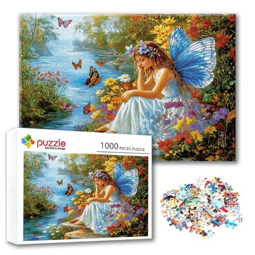 Puzzle Schmetterling Puzzle 3000 Teile Fee, Herausforderung Impossible Jigsaw, Erwachsene Wooden Jigsaw, Puzzlespiele für Die Ganze Familie Stressabbau, Geschenk für Frauen Männer 122 x 80 cm D-3 von FeiPride