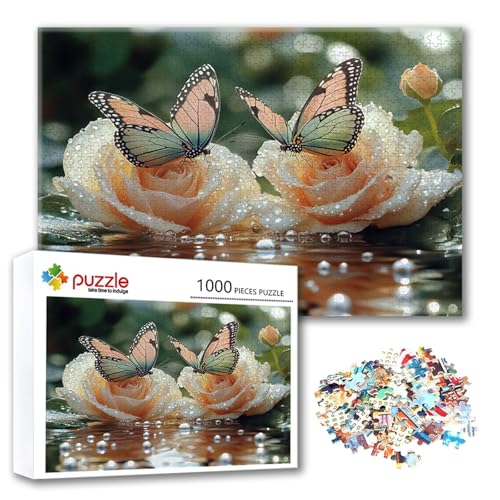 Puzzle Schmetterling Puzzle 4000 Teile Blume, Herausforderung Impossible Jigsaw, Erwachsene Wooden Jigsaw, Puzzlespiele für Die Ganze Familie Stressabbau, Geschenk für Frauen Männer 140 x 87 cm I-5 von FeiPride