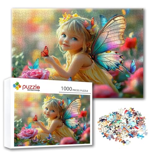 Puzzle Schmetterling Puzzle 500 Teile Fee, Herausforderung Impossible Jigsaw, Erwachsene Wooden Jigsaw Spielzeug, Puzzlespiele für Die Ganze Familie Stressabbau, Geschenk für Frauen 52 x 38 cm H-9 von FeiPride