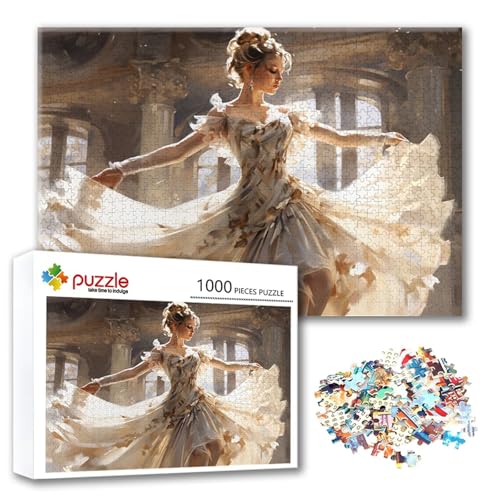 Puzzle Schönheit Puzzle 1000 Teile Tänzer, Herausforderung Impossible Jigsaw, Erwachsene Wooden Jigsaw Spielzeug, Puzzlespiele für Die Ganze Familie Stressabbau, Geschenk für Frauen 75 x 50 cm A-4 von FeiPride