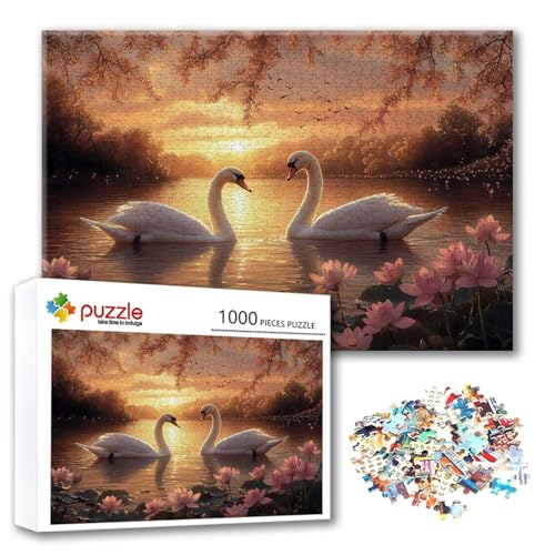 Puzzle Schwan Puzzle 4000 Teile Tier, Herausforderung Impossible Jigsaw, Erwachsene Wooden Jigsaw Spielzeug, Puzzlespiele für Die Ganze Familie Stressabbau, Geschenk für Frauen Männer 140 x 87 cm W-7 von FeiPride