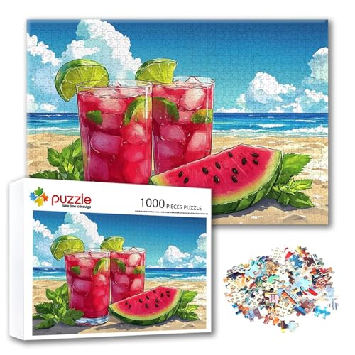Puzzle Sommer Puzzle 3000 Teile Wassermelone, Herausforderung Impossible Jigsaw, Erwachsene Wooden Jigsaw, Puzzlespiele für Die Ganze Familie Stressabbau, Geschenk für Frauen Männer 122 x 80 cm E-1 von FeiPride