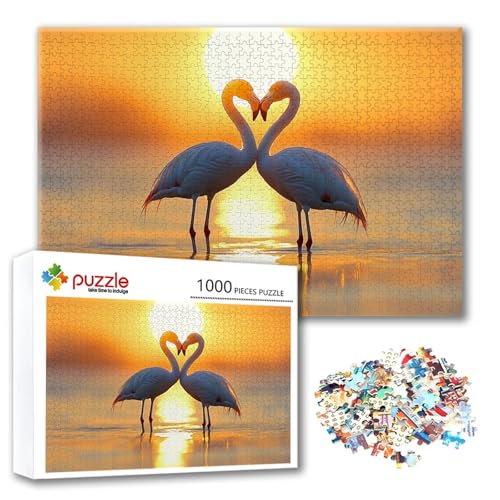 Puzzle Sonnenuntergang Puzzle 1000 Teile Tier, Herausforderung Impossible Jigsaw, Erwachsene Wooden Jigsaw, Puzzlespiele für Die Ganze Familie Stressabbau, Geschenk für Frauen Männer 75 x 50 cm K-0 von FeiPride