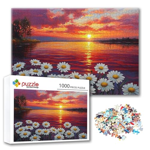 Puzzle Sonnenuntergang Puzzle 2000 Teile Blume, Herausforderung Impossible Jigsaw, Erwachsene Wooden Jigsaw, Puzzlespiele für Die Ganze Familie Stressabbau, Geschenk für Frauen Männer 100 x 70 cm R-5 von FeiPride