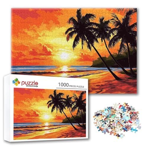 Puzzle Sonnenuntergang Puzzle 300 Teile Strand, Herausforderung Impossible Jigsaw, Erwachsene Wooden Jigsaw, Puzzlespiele für Die Ganze Familie Stressabbau, Geschenk für Frauen Männer 40 x 28 cm P-5 von FeiPride