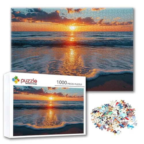 Puzzle Sonnenuntergang Puzzle 3000 Teile Meer, Herausforderung Impossible Jigsaw, Erwachsene Wooden Jigsaw, Puzzlespiele für Die Ganze Familie Stressabbau, Geschenk für Frauen Männer 122 x 80 cm C-6 von FeiPride