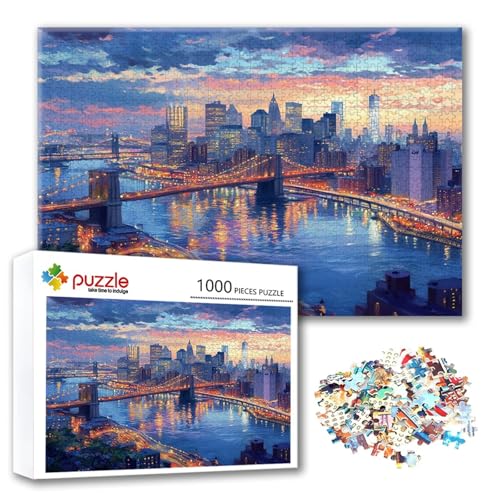 Puzzle Stadt Puzzle 500 Teile Landschaft, Herausforderung Impossible Jigsaw, Erwachsene Wooden Jigsaw Spielzeug, Puzzlespiele für Die Ganze Familie Stressabbau, Geschenk für Frauen 52 x 38 cm W-0 von FeiPride