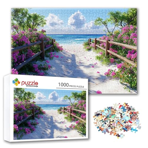 Puzzle Strand Puzzle 300 Teile Landschaft, Herausforderung Impossible Jigsaw, Erwachsene Wooden Jigsaw Spielzeug, Puzzlespiele für Die Ganze Familie Stressabbau, Geschenk für Frauen 40 x 28 cm S-0 von FeiPride