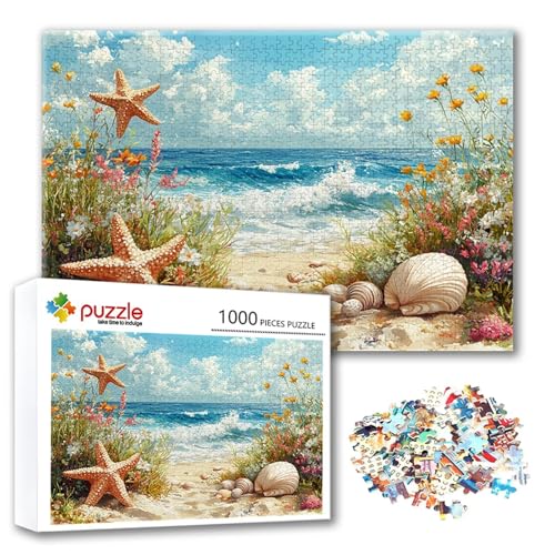 Puzzle Strand Puzzle 500 Teile Landschaft, Herausforderung Impossible Jigsaw, Erwachsene Wooden Jigsaw Spielzeug, Puzzlespiele für Die Ganze Familie Stressabbau, Geschenk für Frauen 52 x 38 cm H-3 von FeiPride