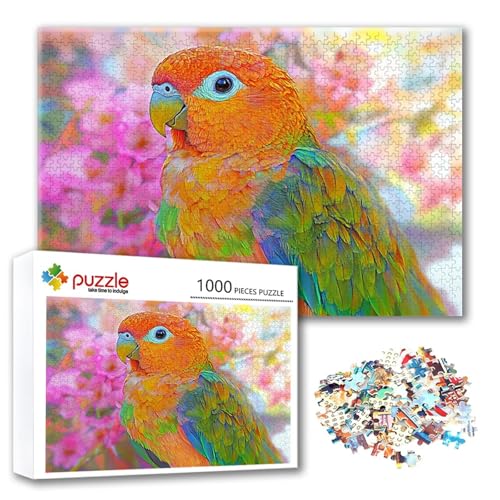 Puzzle Tier Puzzle 1000 Teile Bird, Herausforderung Impossible Jigsaw, Erwachsene Wooden Jigsaw Spielzeug, Puzzlespiele für Die Ganze Familie Stressabbau, Geschenk für Frauen Männer 75 x 50 cm A-4 von FeiPride