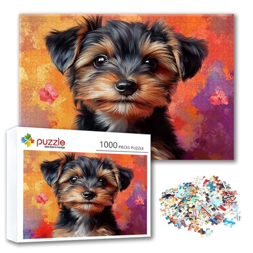 Puzzle Tier Puzzle 1000 Teile Hund, Herausforderung Impossible Jigsaw, Erwachsene Wooden Jigsaw Spielzeug, Puzzlespiele für Die Ganze Familie Stressabbau, Geschenk für Frauen Männer 75 x 50 cm O-1 von FeiPride