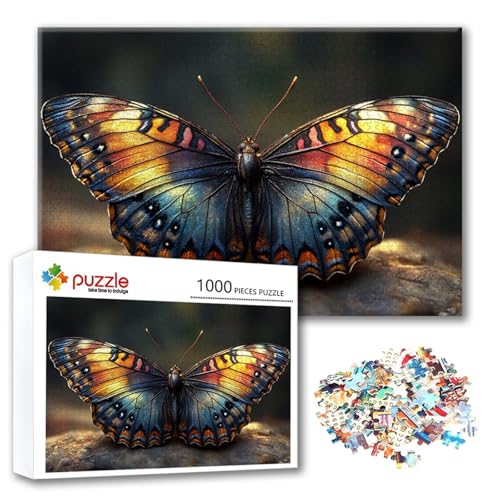 Puzzle Tier Puzzle 1000 Teile Schmetterling, Herausforderung Impossible Jigsaw, Erwachsene Wooden Jigsaw, Puzzlespiele für Die Ganze Familie Stressabbau, Geschenk für Frauen Männer 75 x 50 cm M-7 von FeiPride