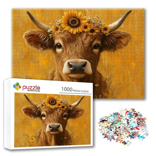 Puzzle Tier Puzzle 2000 Teile Ochse, Herausforderung Impossible Jigsaw, Erwachsene Wooden Jigsaw Spielzeug, Puzzlespiele für Die Ganze Familie Stressabbau, Geschenk für Frauen Männer 100 x 70 cm C-2 von FeiPride
