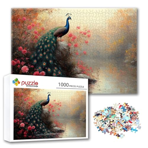 Puzzle Tier Puzzle 2000 Teile Pfau, Herausforderung Impossible Jigsaw, Erwachsene Wooden Jigsaw Spielzeug, Puzzlespiele für Die Ganze Familie Stressabbau, Geschenk für Frauen Männer 100 x 70 cm I-4 von FeiPride