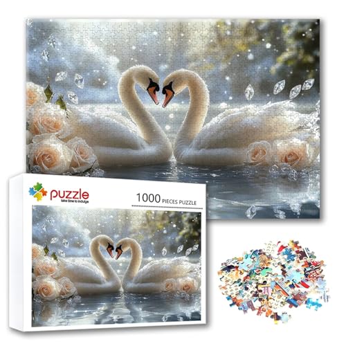 Puzzle Tier Puzzle 2000 Teile Schwan, Herausforderung Impossible Jigsaw, Erwachsene Wooden Jigsaw Spielzeug, Puzzlespiele für Die Ganze Familie Stressabbau, Geschenk für Frauen Männer 100 x 70 cm S-4 von FeiPride
