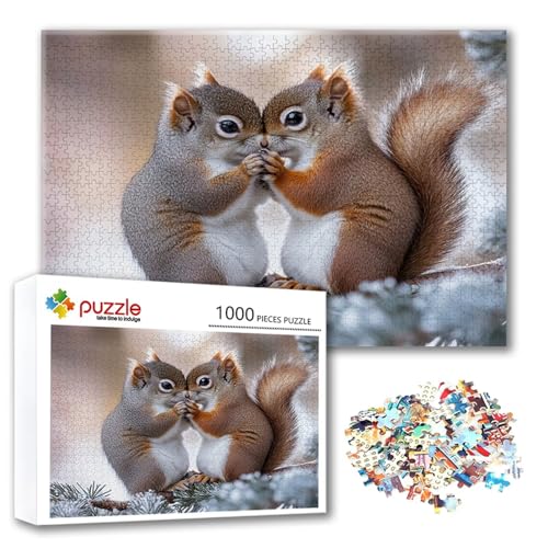 Puzzle Tier Puzzle 300 Teile Eichhörnchen, Herausforderung Impossible Jigsaw, Erwachsene Wooden Jigsaw Spielzeug, Puzzlespiele für Die Ganze Familie Stressabbau, Geschenk für Frauen 40 x 28 cm H-2 von FeiPride