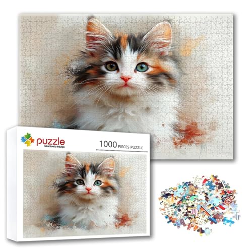 Puzzle Tier Puzzle 4000 Teile Katze, Herausforderung Impossible Jigsaw, Erwachsene Wooden Jigsaw Spielzeug, Puzzlespiele für Die Ganze Familie Stressabbau, Geschenk für Frauen Männer 140 x 87 cm L-9 von FeiPride