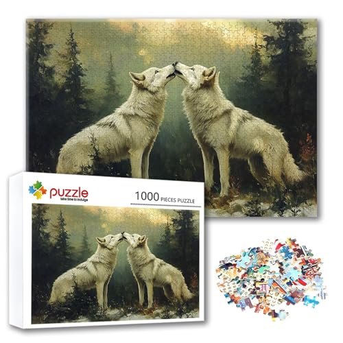 Puzzle Tier Puzzle 4000 Teile Wolf, Herausforderung Impossible Jigsaw, Erwachsene Wooden Jigsaw Spielzeug, Puzzlespiele für Die Ganze Familie Stressabbau, Geschenk für Frauen Männer 140 x 87 cm J-4 von FeiPride