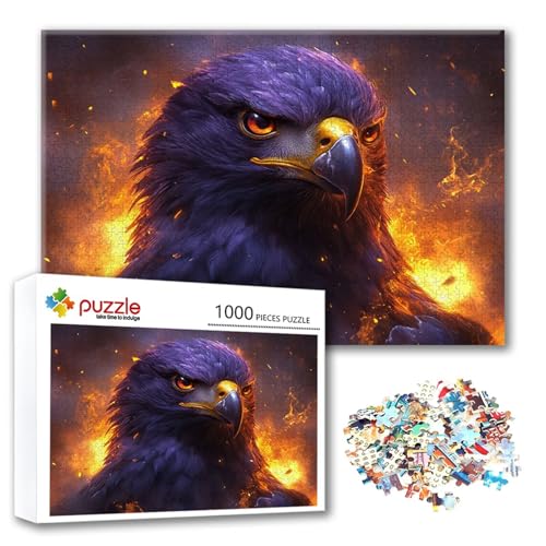 Puzzle Tier Puzzle 500 Teile Adler, Herausforderung Impossible Jigsaw, Erwachsene Wooden Jigsaw Spielzeug, Puzzlespiele für Die Ganze Familie Stressabbau, Geschenk für Frauen Männer 52 x 38 cm J-0 von FeiPride