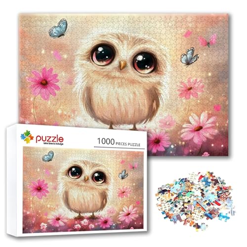Puzzle Tier Puzzle 500 Teile Eule, Herausforderung Impossible Jigsaw, Erwachsene Wooden Jigsaw Spielzeug, Puzzlespiele für Die Ganze Familie Stressabbau, Geschenk für Frauen Männer 52 x 38 cm Y-4 von FeiPride